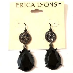ERICA LYONS BLACK TEARDROP CRYSTAL GIFT EARRINGS